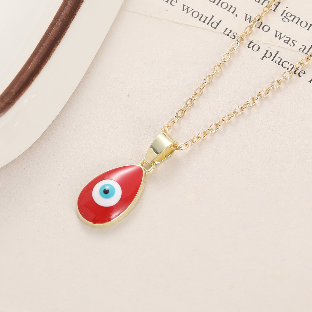 Water drop Enamel Evil Blue Eyes Pendant Necklace For Womens Turkish Lucky Eye Choker Necklaces Clavicel Chains Wedding Party Jewelry