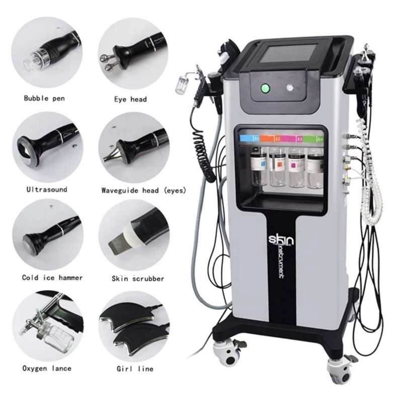 Multi-Functional Beauty Equipment 8 In 1 Facial Oxygen Therapy Hydrafacial Machine Hydropeeling Skin Rejuvenation Cosmetic Dermabrasion Machine