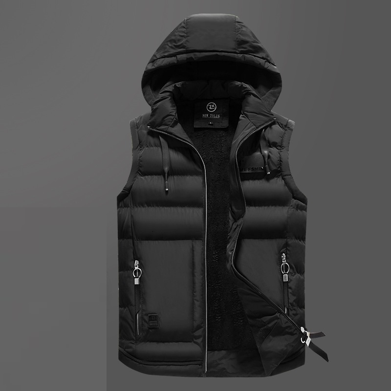 Men's Vests Mens Vest Jacket Winter Warm Hooded Sleeveless Jackets Fashion Male Thicken Waistcoat Hat Detachable Autumn Pocket Men 221116