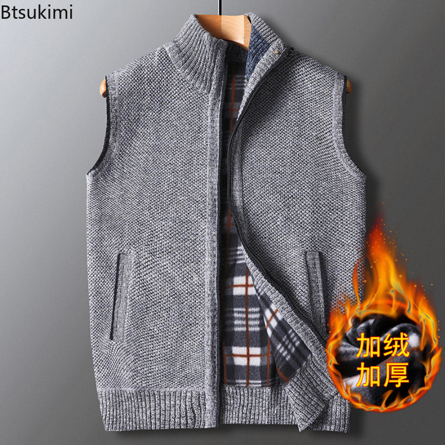 Men's Vests Autumn Winter Thick Sweaters Warm Sleeveless Jackets Sweatercoat Knitted Zipper Outerwear Casaco Masculino 221116