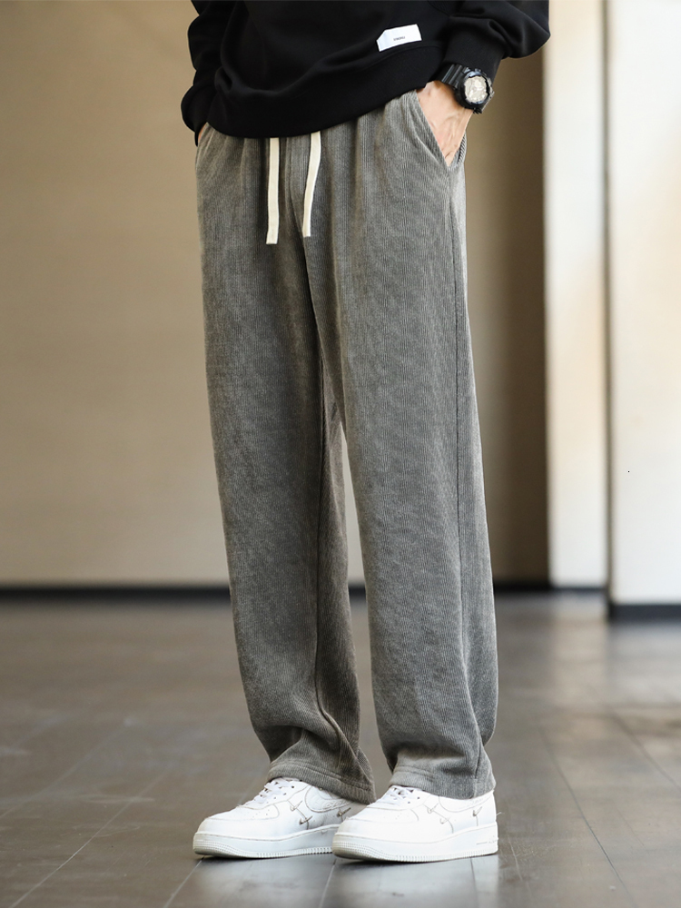 Men's Pants Fall/Winter Sweatpants Wide Leg Straight Baggy Casual Streetwear Solid Loose Track Trousers Plus Size 8XL 221116