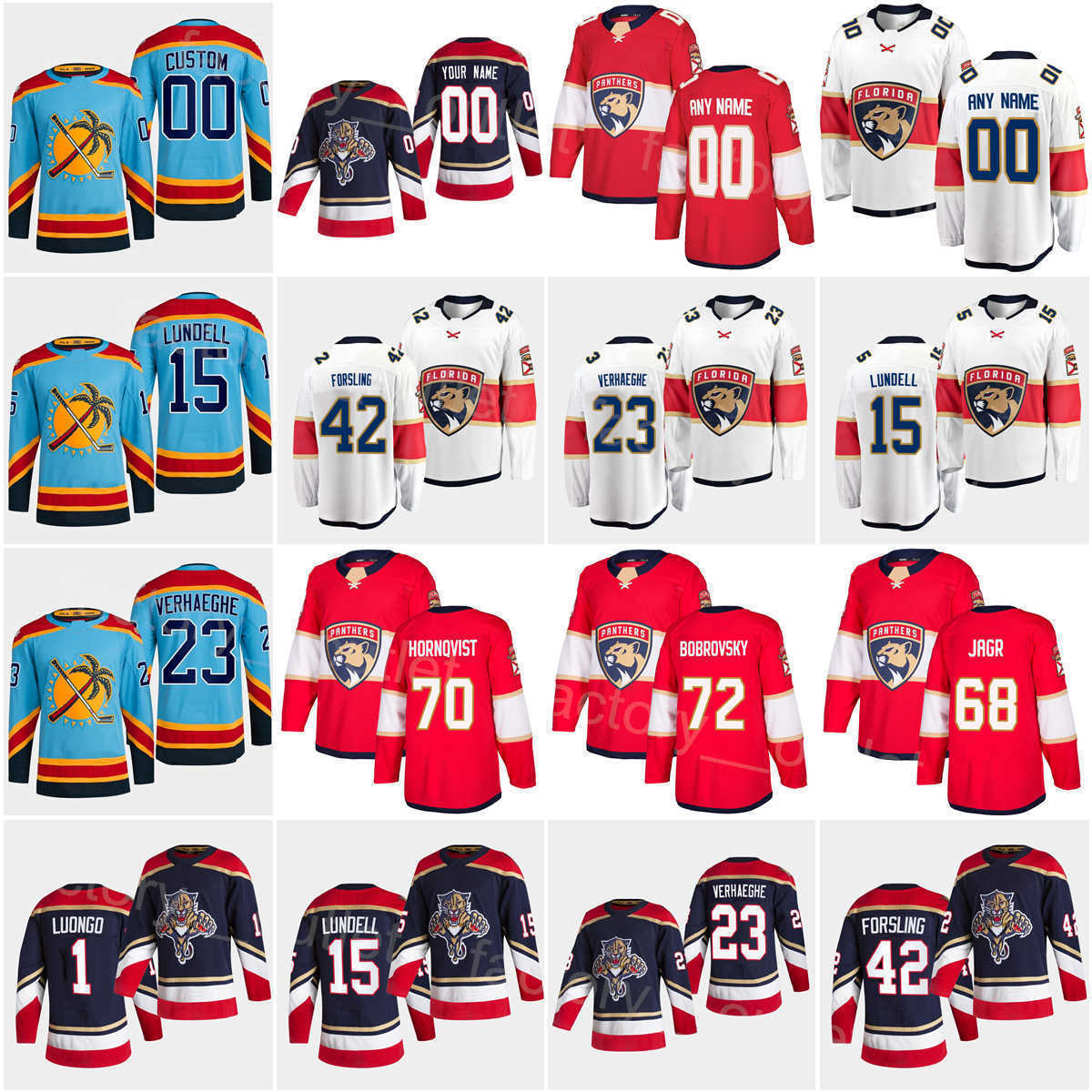Florida Hockey Panthers 72 Sergei Bobrovsky Jersey''Nhl''9 Sam Bennett 70 Patric Hornqvist 68 Jaromir Jagr 15 Anton Lundell 23 Carter Verhaeghe, Red 
Florida Hockey Panthers 72 Sergei Bobrovsky Jersey''Nhl''9 Sam Bennett 70 Patric Hornqvist 68 Jaromir Jagr 15 Anton Lundell 23 Carter Verhaeghe, Red