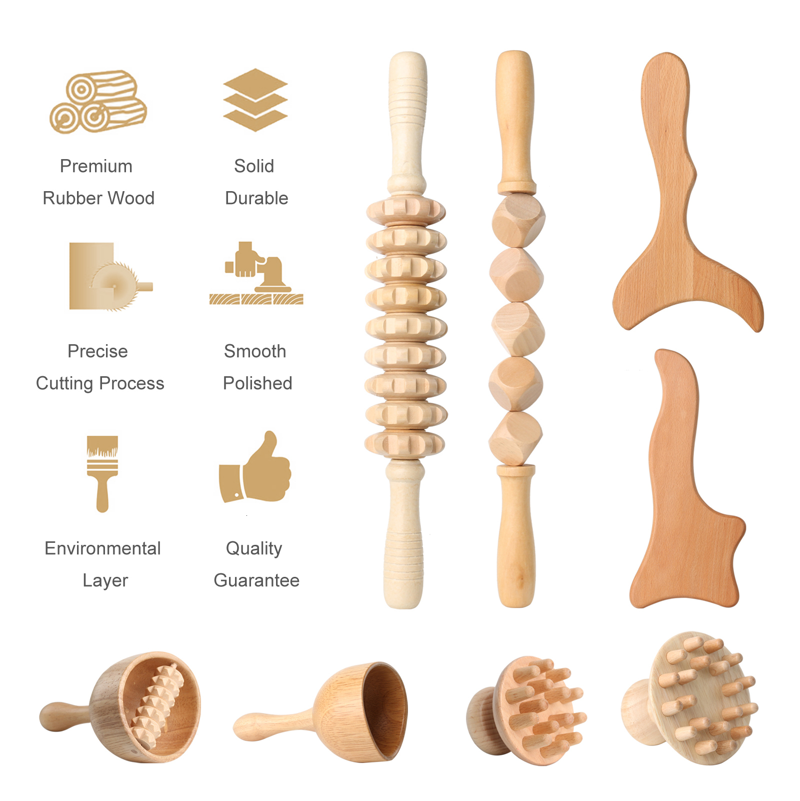 Other Massage Items Wooden Gua Sha Tool Exercise Roller Sport Injury Gym Body Leg Trigger Point Muscle Sticks r Health Care 221116