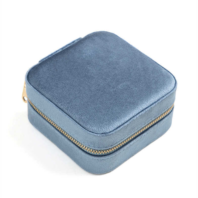 Travel Velvet Jewelry Box With Mirror Gifts Case For Women Girls Small Portable Organizer Zipper Boxes For Rings Earrings Necklaces
