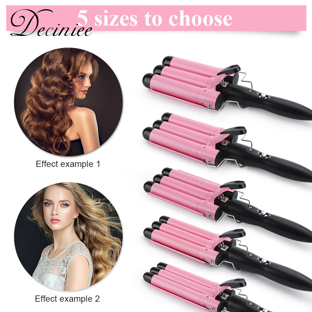 Curling Irons 3 Barrel Wand Temperature Adjustable 5 Size Perm Splint Ceramic Triple Barrels Hair Waver Portable Curler 221116