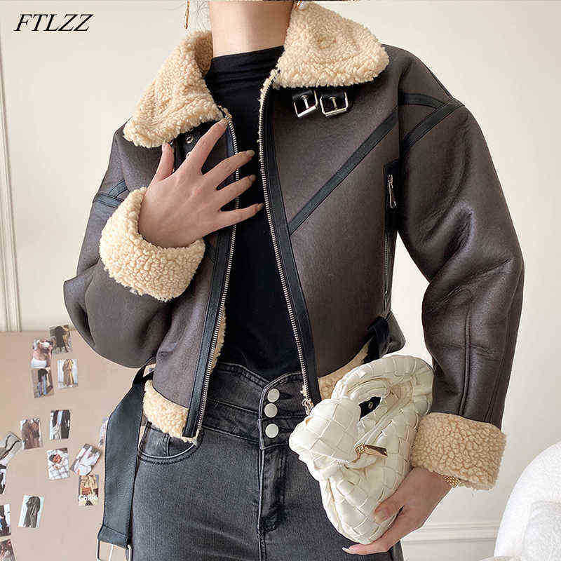 Ftlzz New Winter Women Moto Biker Faux Lamb Fur Short Jacket With Belt Streetwear Female Thick Warm Pu Leather Jacket Spout J220727, Auburn
Ftlzz New Winter Women Moto Biker Faux Lamb Fur Short Jacket With Belt Streetwear Female Thick Warm Pu Leather Jacket Spout J220727, Auburn