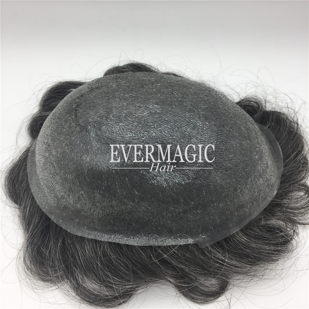1B40 pepper and salt Mixed color Mens Wigs Replacement Toupee For Hair Loss Elder Men