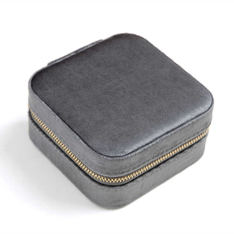 Travel Velvet Jewelry Box With Mirror Gifts Case For Women Girls Small Portable Organizer Zipper Boxes For Rings Earrings Necklaces