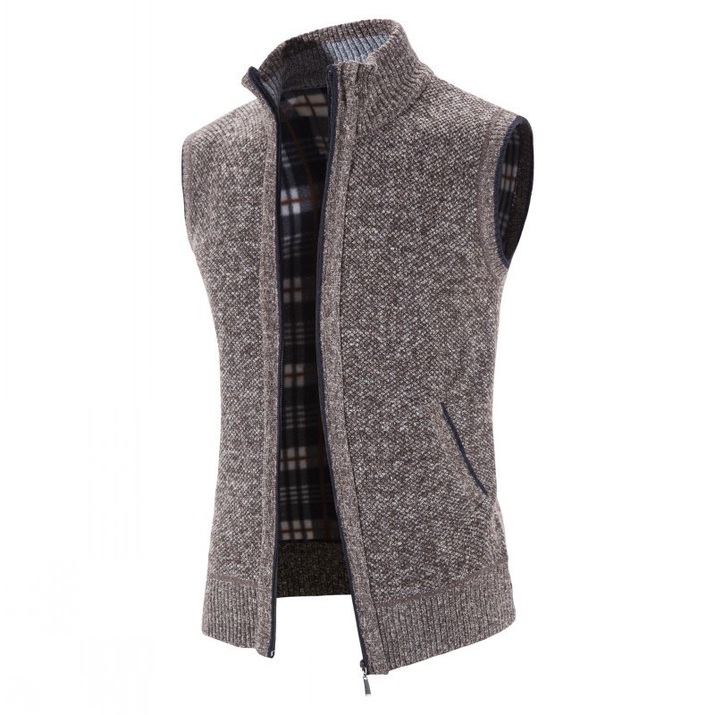 Men's Vests Autumn Winter Sweater Thick Warm Sleeveless Cardigan Coat Knitted Outerwear Zipper Sleevel Jacket 221116