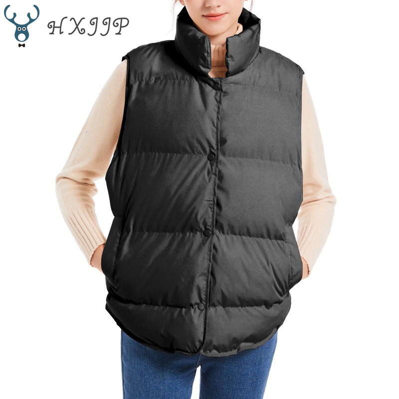 Women's Vests HXJJP Down Cotton Sleeveless Jackets Women Short Puffer Inflatable Vest Autumn Winter Loose Outerwear Bread Waistcoat 709 221117