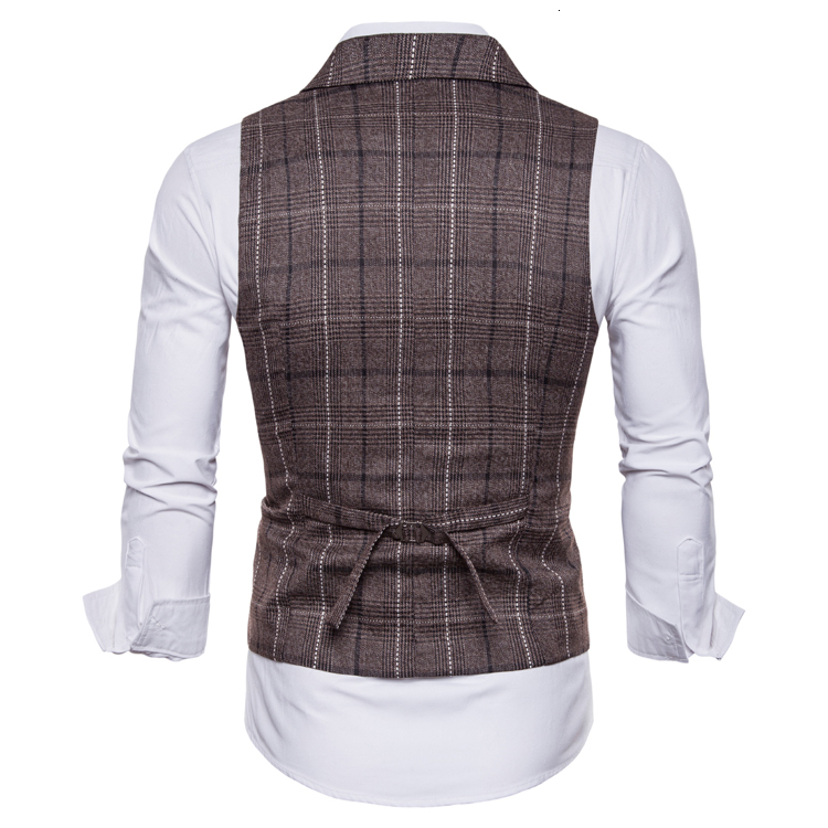 Mens Vests Casual Business Men Suit Male Lattice Waistcoat Fashion Sleeveless Smart Top Grey Blue 221117