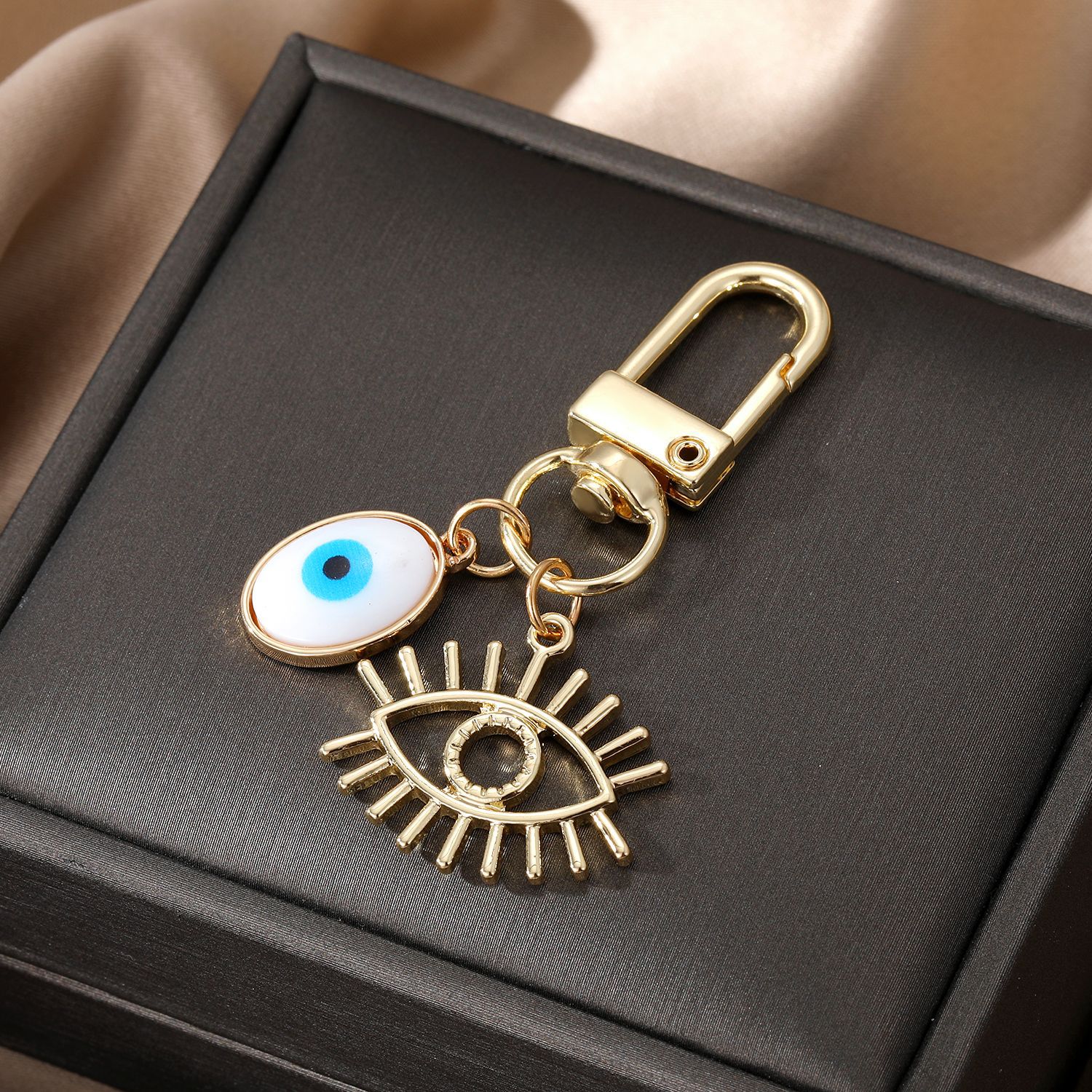 Shell Heart Evil Eye Hamsa Hand Keychain Key ringS Blue Eye Bag Car Bag pendant KeyRing Accessory