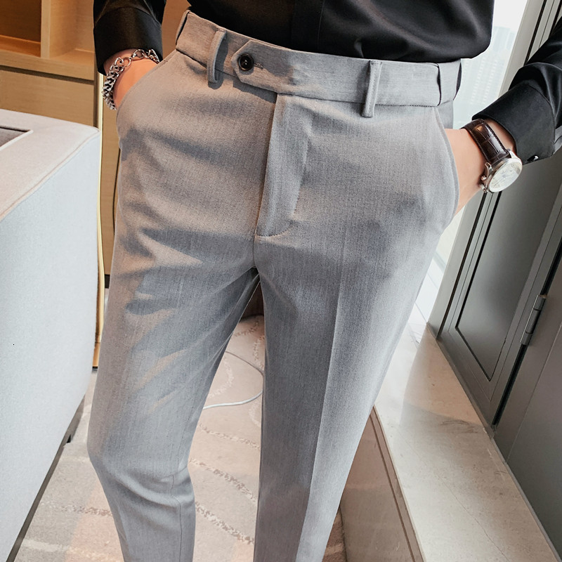 Mens Pants Men Spring Summer Business Formal Solid Casual Korean Slim Fit Suit Wedding Social Trousers Plus Size 38 221117