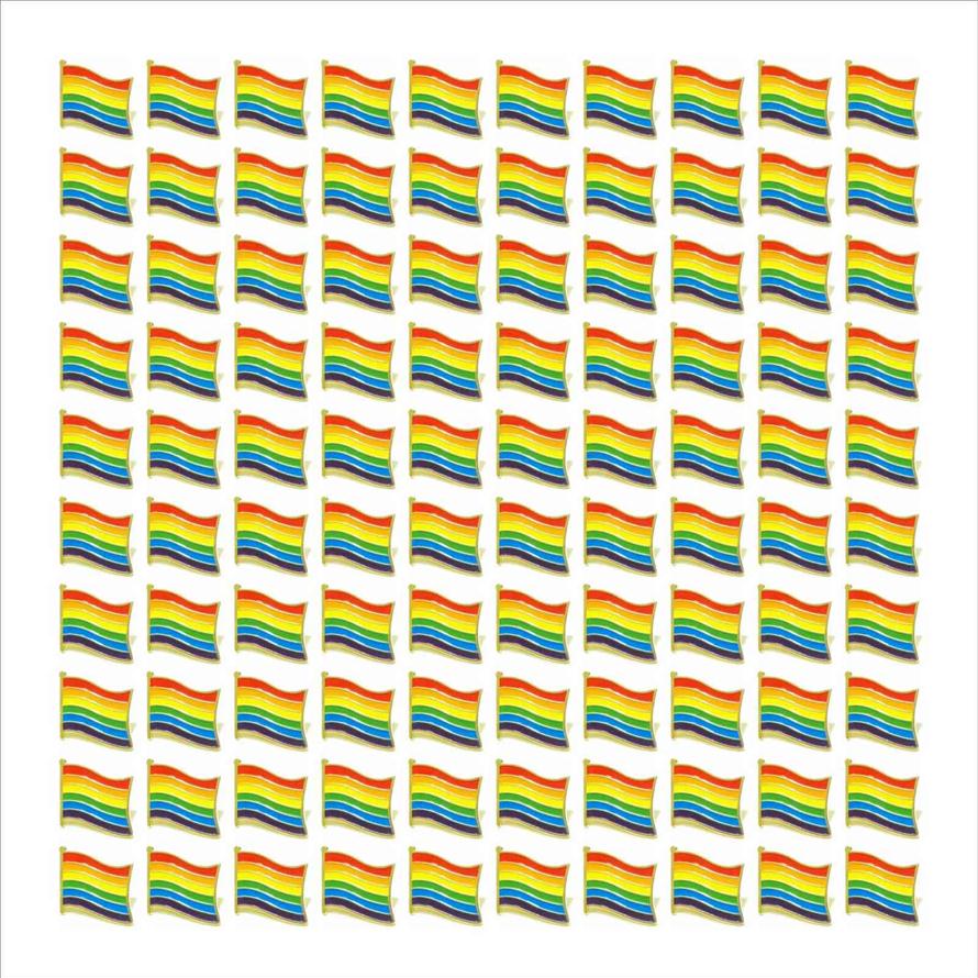 whole 100pcs gay pride pins LGBTQ rainbow flag brooch pins for clothes bag decoration H1018242b