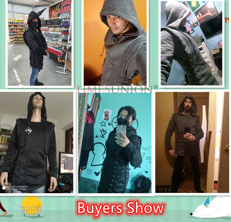 Mens Hoodies Sweatshirts Streetwear Fashion Hooded Loose Coat Zipper with Side Lashing Crossed Plus Size Sweatshirt 221117