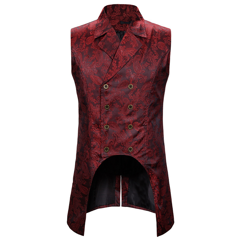Mens Vests Gothic Steampunk Double Breasted Vest Brocade Waistcoat Men Party Wedding Groom Tuxedo Male Stage Singers Clothes XXL 221117