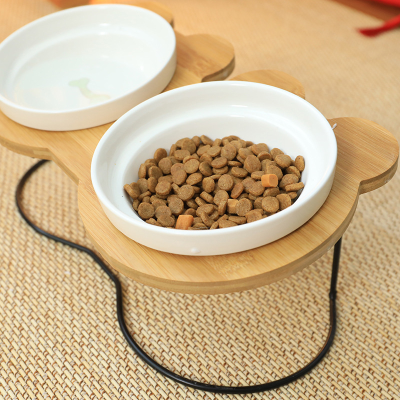 Dog Bowls Feeders Ceramic Double Cat Pet Feeding Water Puppy Feeder Product Supplies Food And For s 221114