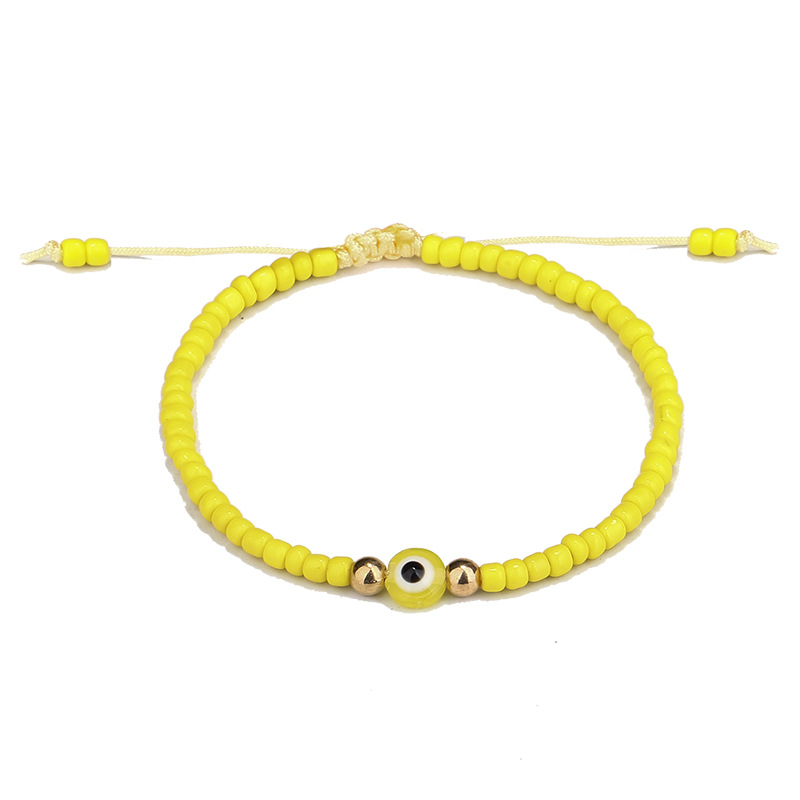 Evil Turkish Eye Bracelet Handmade Rope Chain Colorful Crystal Rice Beaded Braided Bracelets for Women Mens