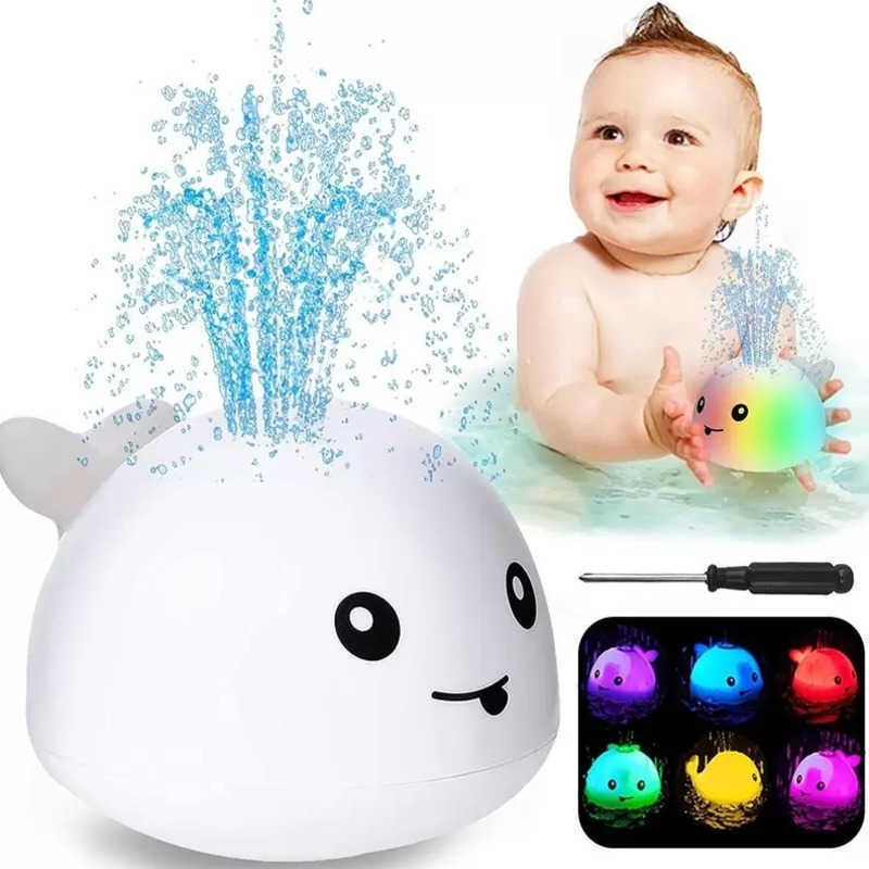 Baby Kids Bath Toys Whale Automatic Spray Water Toy with LED Light Sprinkler tub Shower for Toddlers Kids Boys