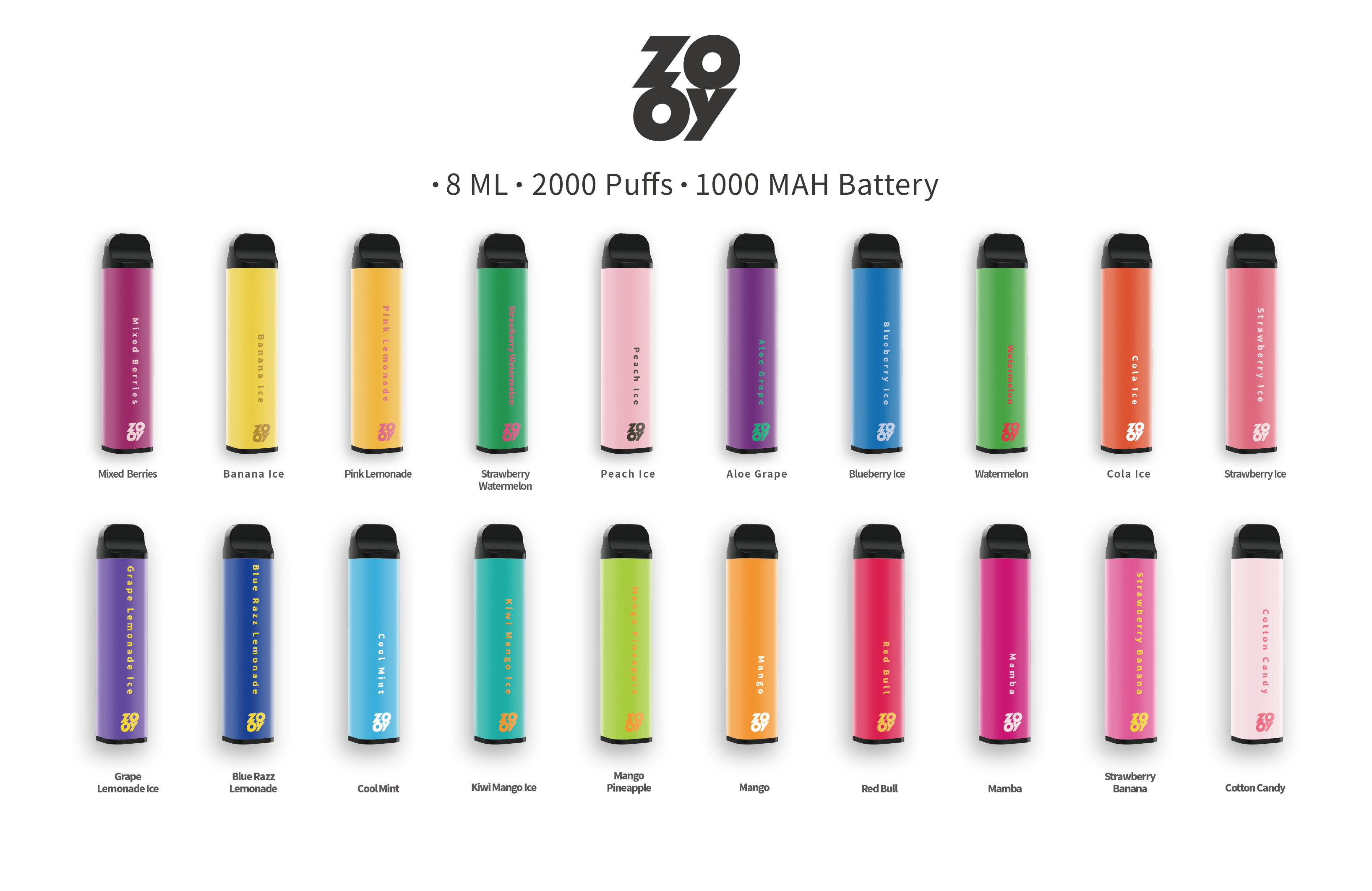 Original ZOOY 2000PUFFS electronic cigarette Vapes Disposable pens 20mg 50mg 1000mah battery 10colors vs puffs xxl air max
Original ZOOY 2000PUFFS electronic cigarette Vapes Disposable pens 20mg 50mg 1000mah battery 10colors vs puffs xxl air max