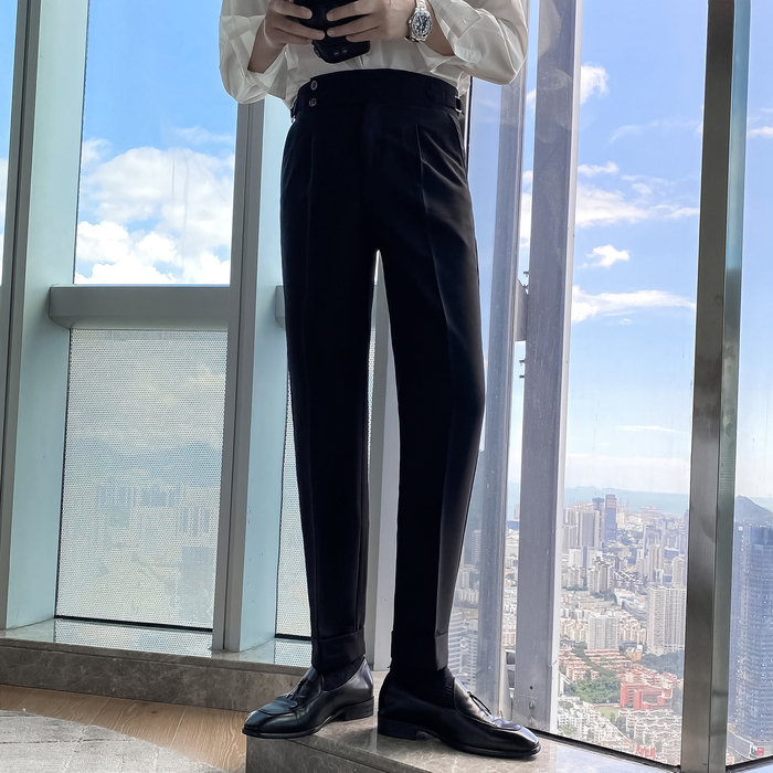 Mens Pants Fall Business Dress Solid Color Temperament Trousers British Casual Slim Suit High Waist Wedding Streetwear 221117