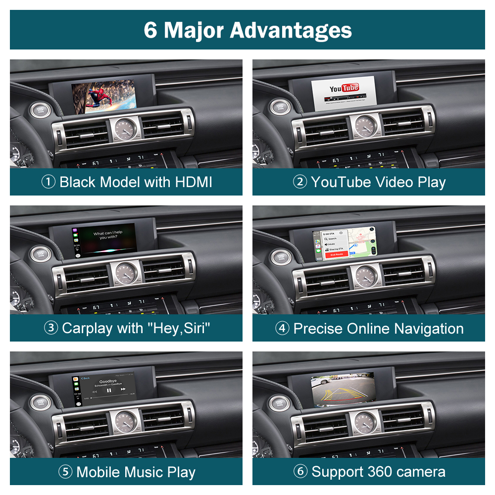 Wireless CarPlay for Lexus IS 2014-2019 with Android Auto Mirror Link AirPlay Car Play Functions