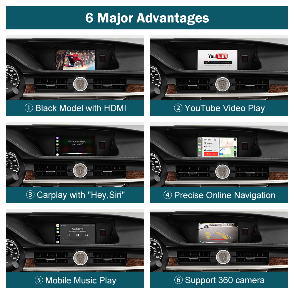 Wireless CarPlay for Lexus ES 2014-2019 with Android Auto Mirror Link AirPlay Car Play Functions