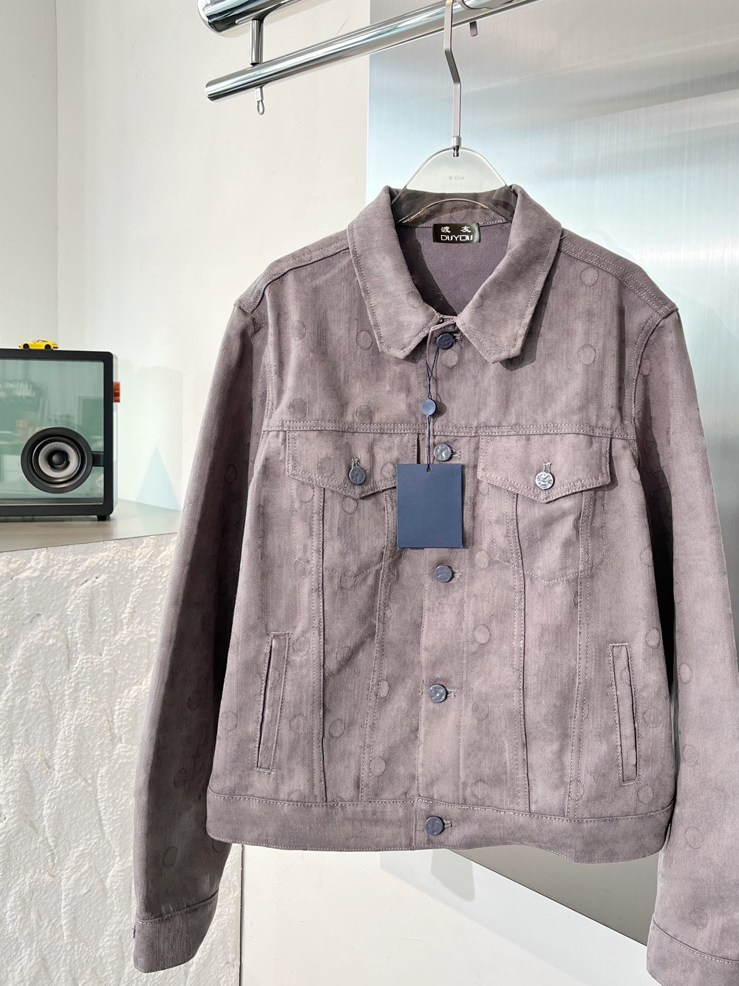 DUYOU Mens Jackets Full Logo Pattern Denim Jacket Classic Washed Shirts High-End Fashion For Men Women Jacket Tops 851081