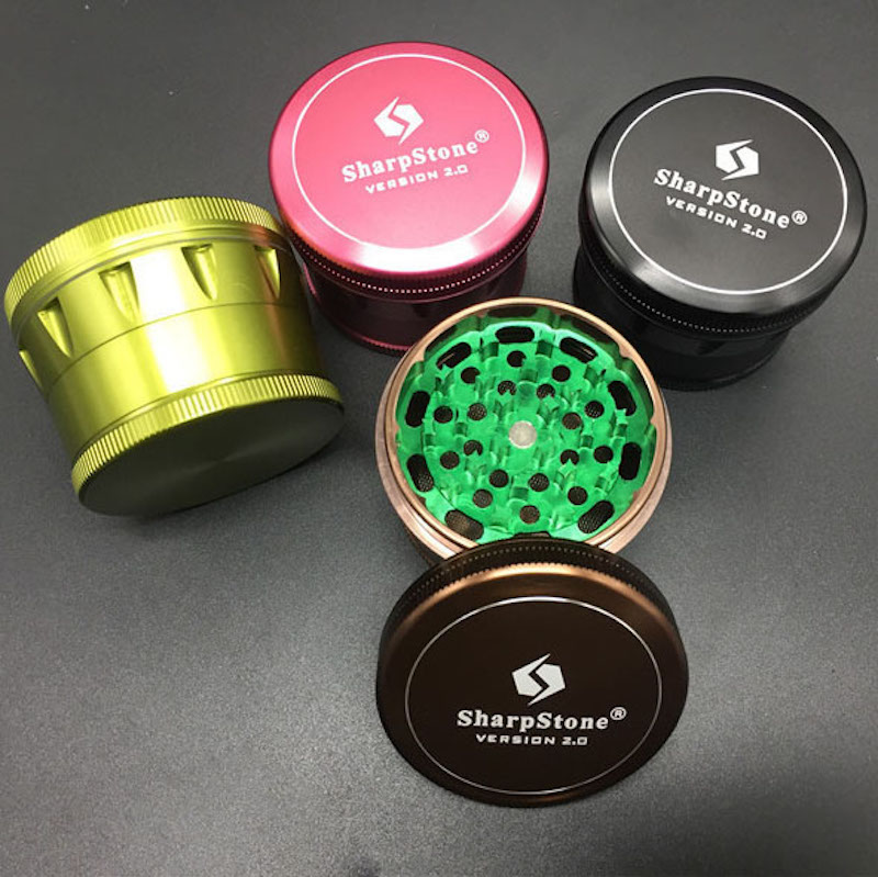 Wholesale 63mm 4layer SharpStone Version 2.0 Aluminum Metal Herb Grinder Tobacco Smoking Sharp Stone Smoking Accessories