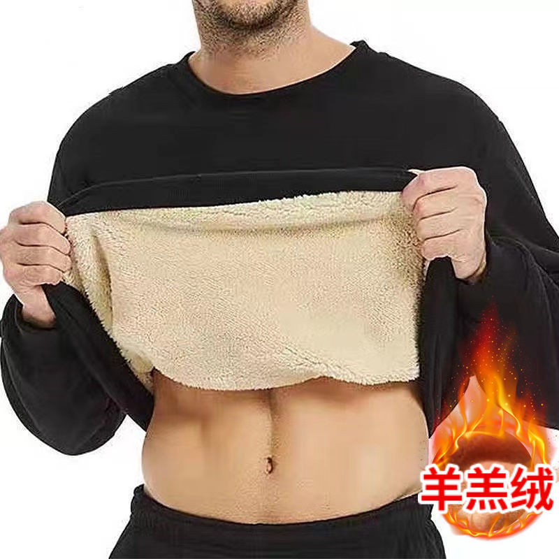 Mens Hoodies Sweatshirts Autumn Winter Fleece Thick Solid Color Bunched Sleeves Coldproof Warm Clothes Oneck Loose Hoodless Top M5xl 221117