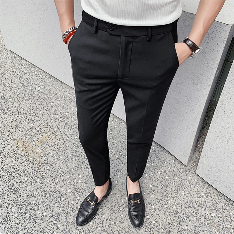 Mens Pants Men Spring Summer Business Formal Solid Casual Korean Slim Fit Suit Wedding Social Trousers Plus Size 38 221117