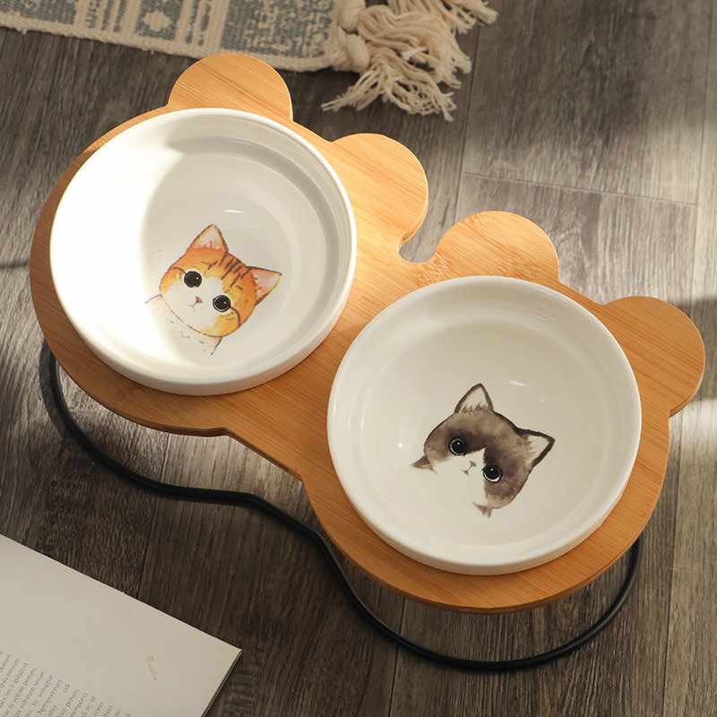 Dog Bowls Feeders Ceramic Double Cat Pet Feeding Water Puppy Feeder Product Supplies Food And For s 221114