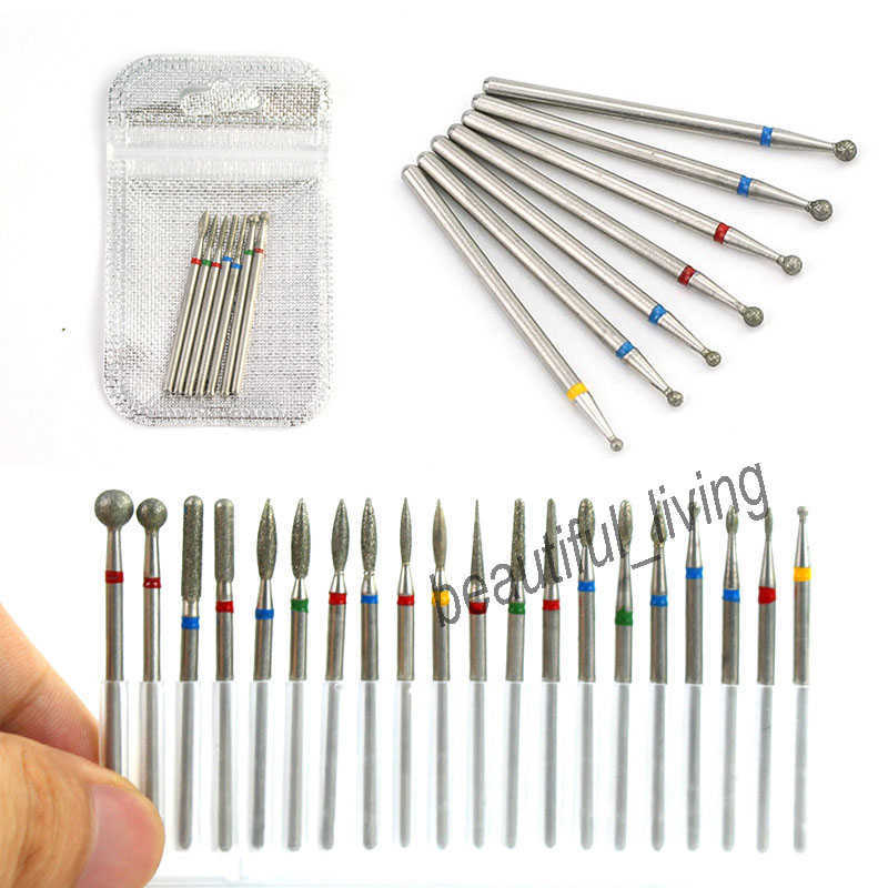 7 Diamond Nail Drill Bits Milling Cutter Set Cutters Manicure Silicon Stone Pedicure Electric Mill Manicure Machine Brocas Para Unas Nagelbohrer