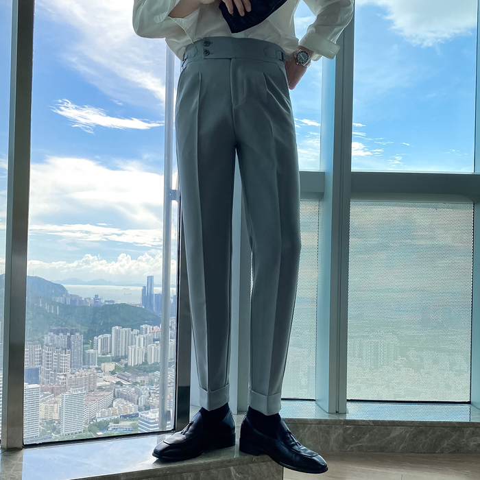 Mens Pants Fall Business Dress Solid Color Temperament Trousers British Casual Slim Suit High Waist Wedding Streetwear 221117