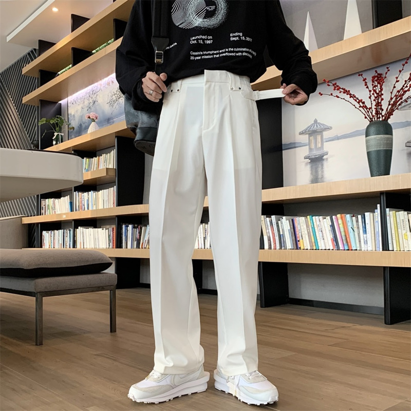 Mens Pants Solid Color Suit Men Fashion Business Society Dress Korean Loose Straight Office Formal Trousers 221117