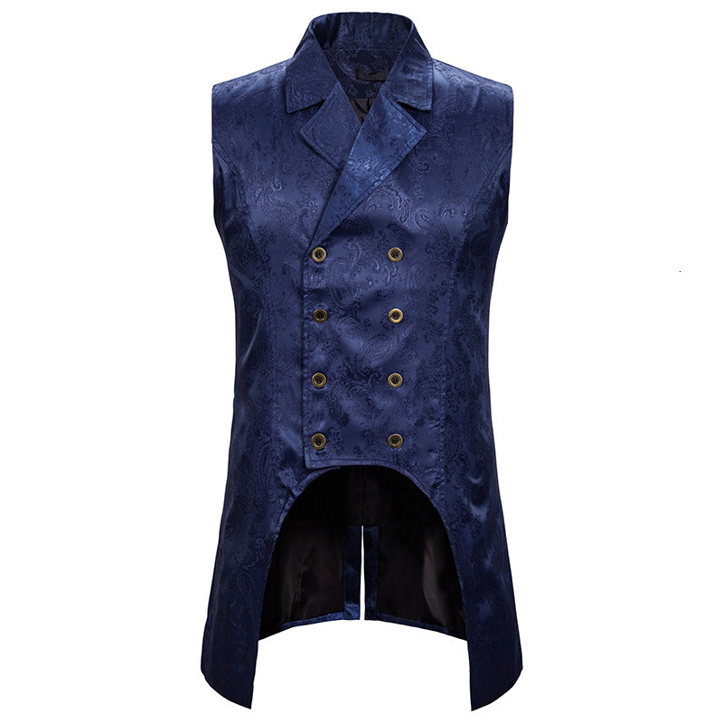 Mens Vests Gothic Steampunk Double Breasted Vest Brocade Waistcoat Men Party Wedding Groom Tuxedo Male Stage Singers Clothes XXL 221117