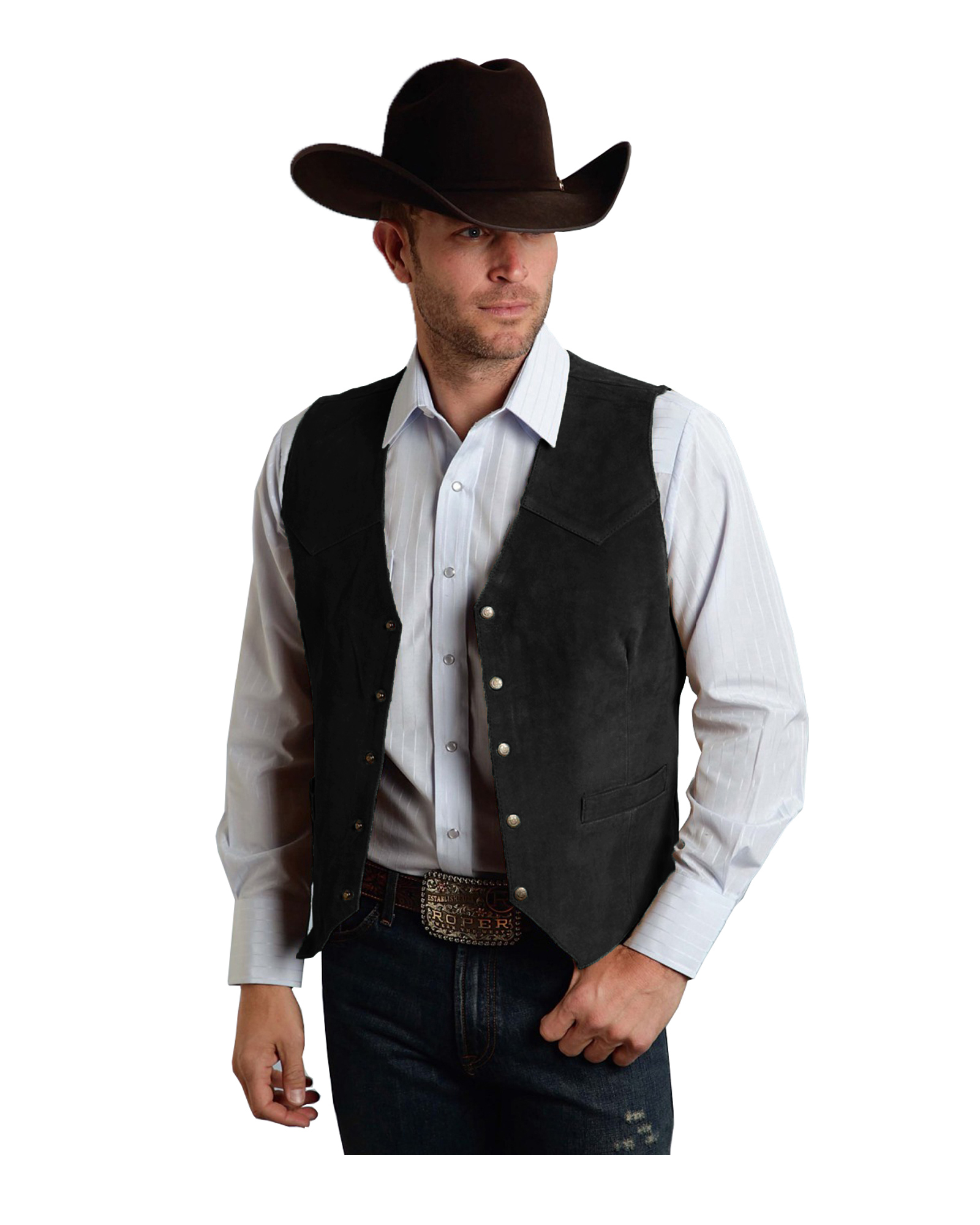 Mens Vests Suede Slim Singlebreasted Casual Western Denim 221117