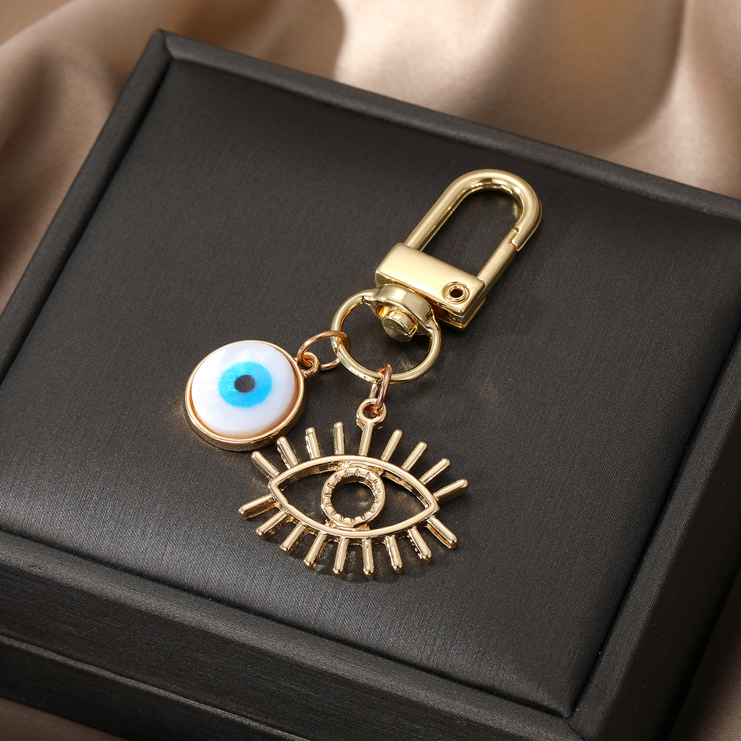 Shell Heart Evil Eye Hamsa Hand Keychain Key ringS Blue Eye Bag Car Bag pendant KeyRing Accessory