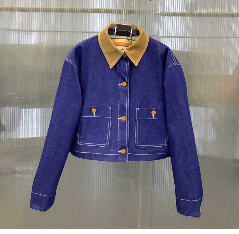 Jacket Womens Jackets Reversible Color Matching Lapels Short Outerwear Lined Stripe Printing Button Flap Long-sleeved Denim Coats Loose Profile Women Clothes 1970, 14
Jacket Womens Jackets Reversible Color Matching Lapels Short Outerwear Lined Stripe Printing Button Flap Long-sleeved Denim Coats Loose Profile Women Clothes 1970, 14