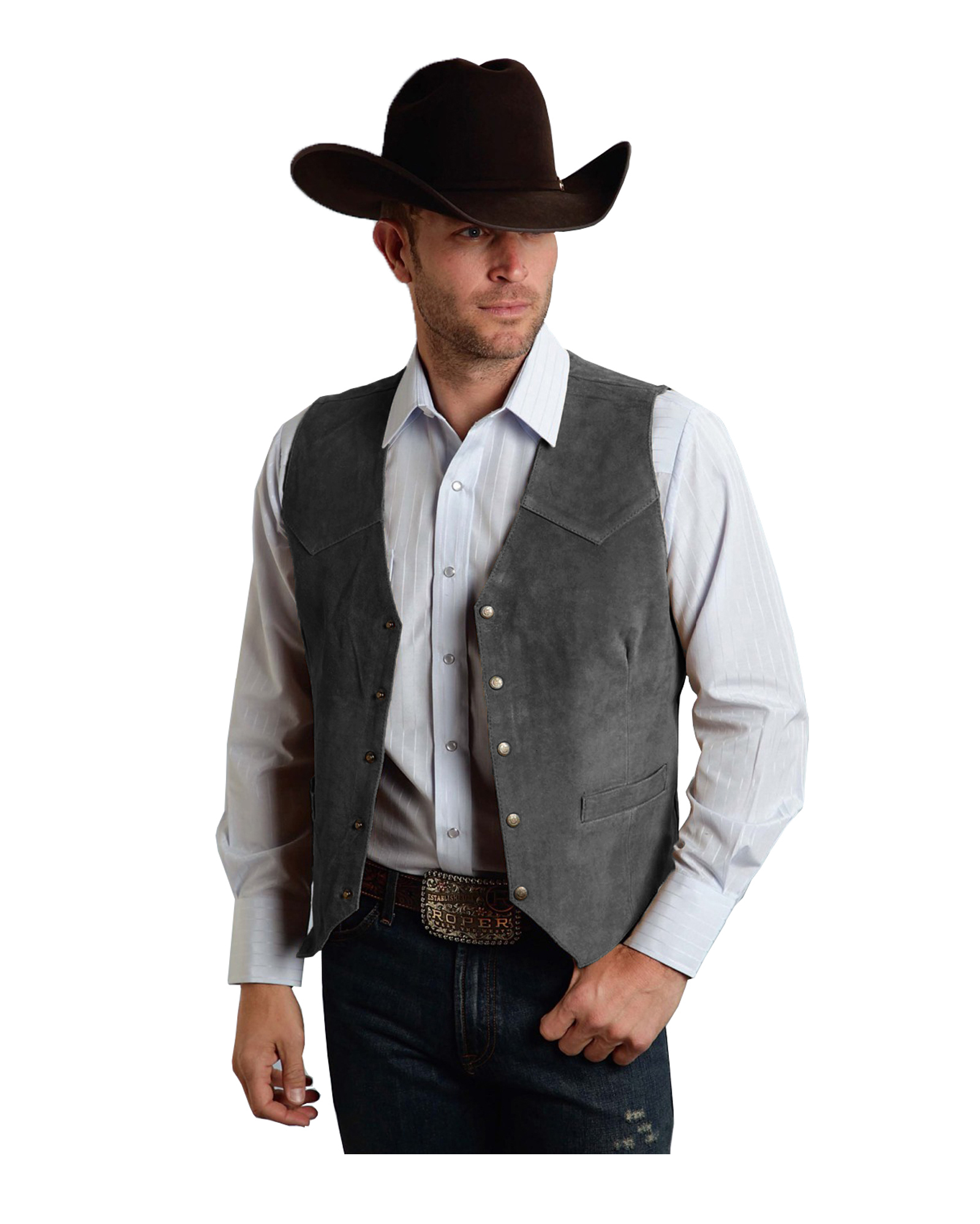 Mens Vests Suede Slim Singlebreasted Casual Western Denim 221117