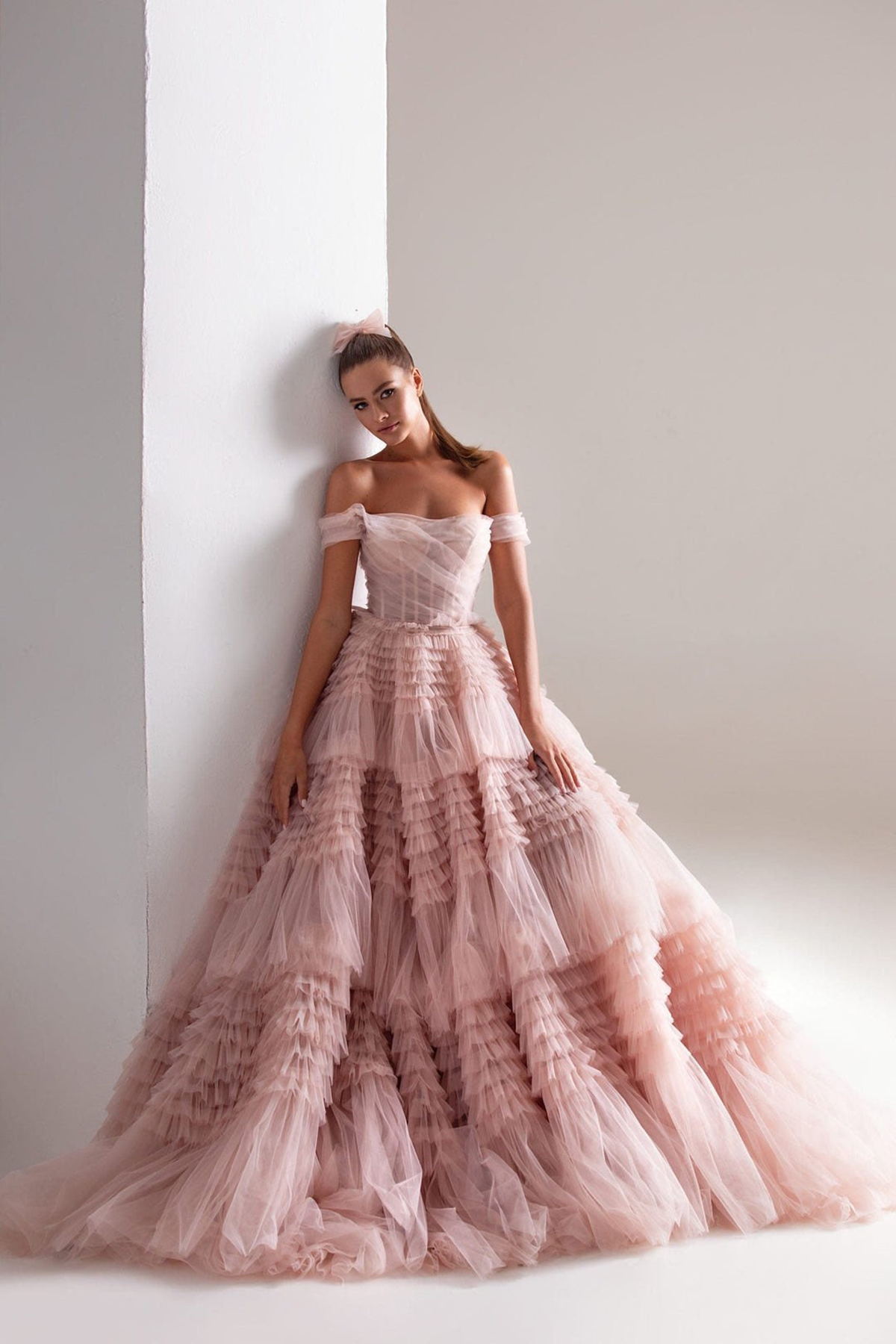 Pirncess Pink Prom Dresses Multilayered Ruffles Party Dresses Strapless Ruched Custom Made Evening Dress