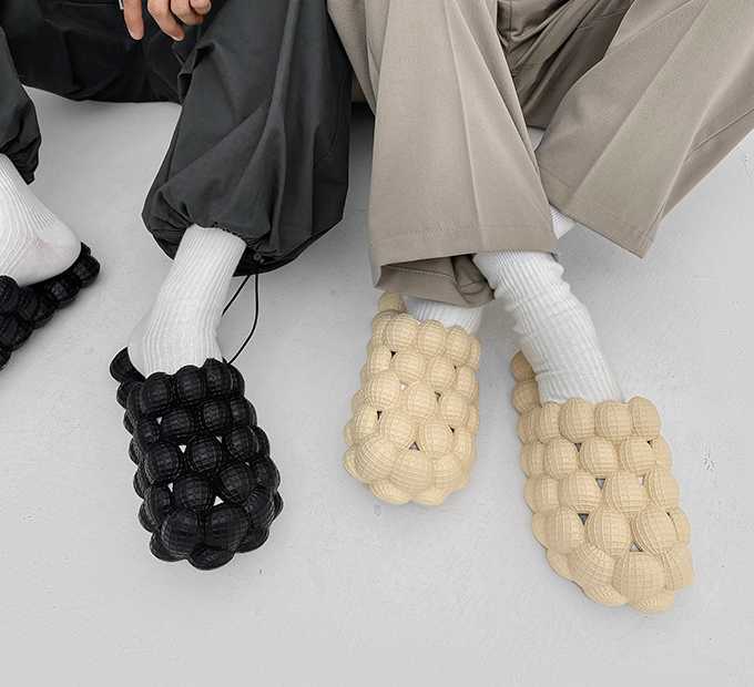 Slippers Bubble Slides With Charms Beach Men Women Bubble Sandals 2022 Summer House Shoes Platform Bubble Ball Slippers Men Size 3546 J221102