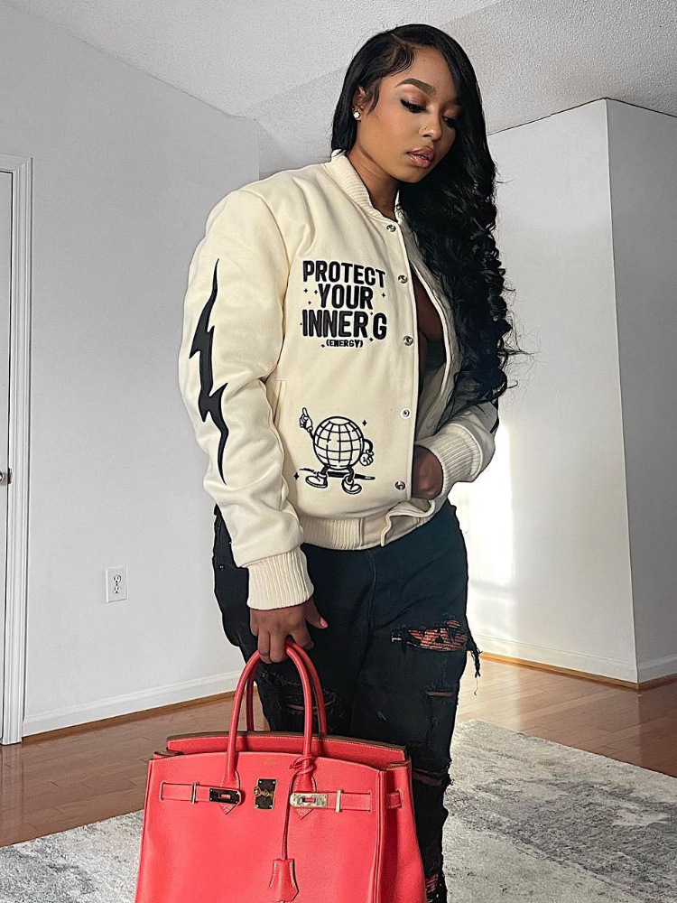 Women's Jackets Varsity Baseball Letterman Jacket Winter Clothes Women Cropped Cyber Y2K Streetwear Racing Bomber Jackets Autumn Coat 221116