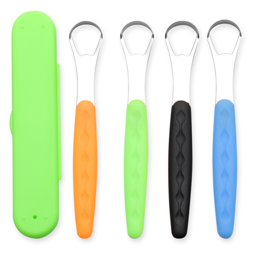 Stainless Steel Oral Tongues Brush Tongue Scraper with Portable Travel Case U Shape Tongue Cleaner for Adult Fresh Breath 302