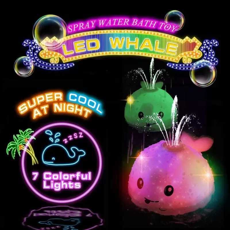 Baby Bath Toys Dinosaur& Whale Automatic Spray Water Toy with LED Light Sprinkler tub Shower for Toddlers Kids Boys