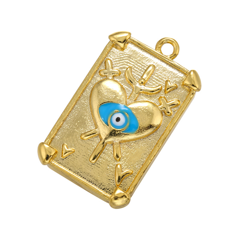 Gold Square Fatima Hand Evil Eye Charm Pendant for Jewelry Making