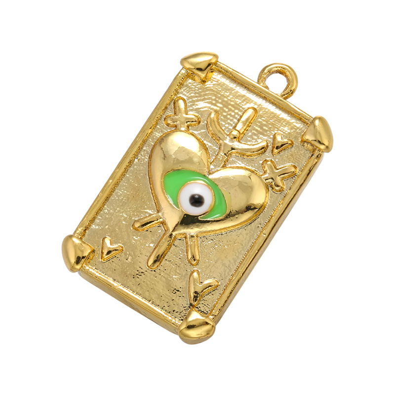 Gold Square Fatima Hand Evil Eye Charm Pendant for Jewelry Making