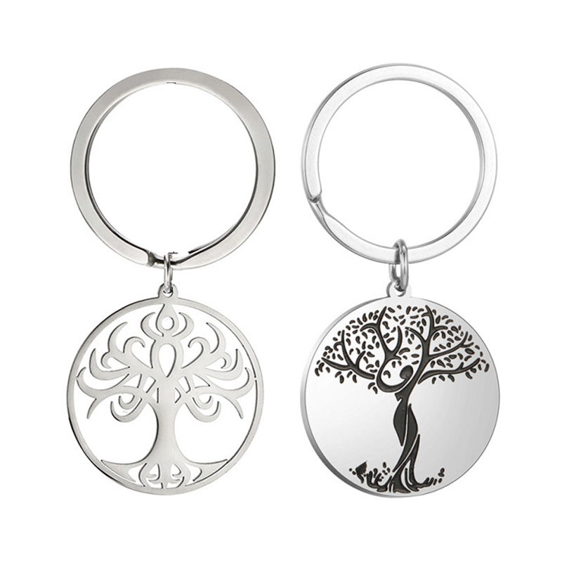 Life Tree Pendant Keychain Stainless Steel Keychains Keyring Thanksgiving Mother's Day Gift Key Chain