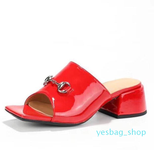 Beach Slippers Women Shoes 100% Half Slipper High Heeled Sandals Summer Designer Coarser Heel Flops Patent Leather Lady Metal Luxury 022, Red
Beach Slippers Women Shoes 100% Half Slipper High Heeled Sandals Summer Designer Coarser Heel Flops Patent Leather Lady Metal Luxury 022, Red