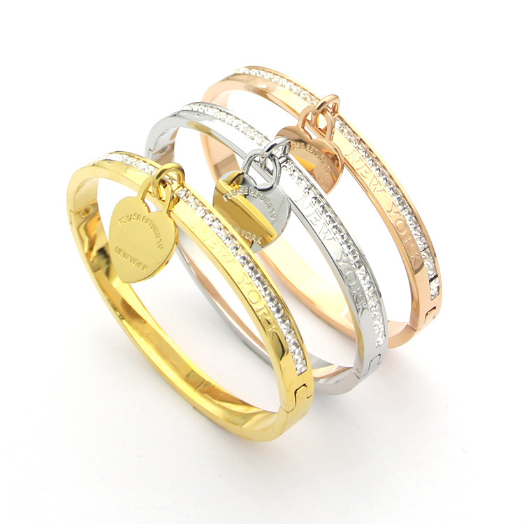 womens diamond Bangle bracelet designer Jewelry love heart bracelets single row drill for women Colors Gold/Silver/Rose
womens diamond Bangle bracelet designer Jewelry love heart bracelets single row drill for women Colors Gold/Silver/Rose